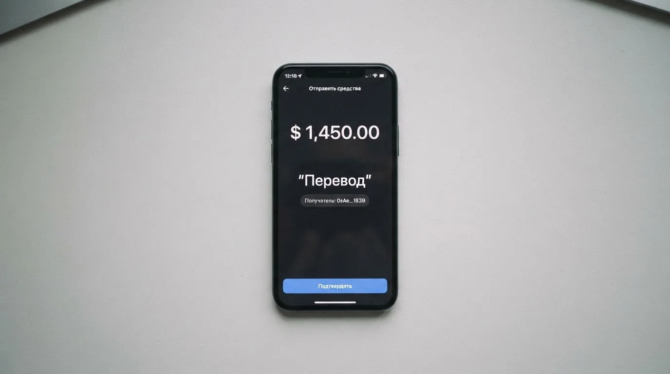 Телефон с экраном перевода стейблкоина