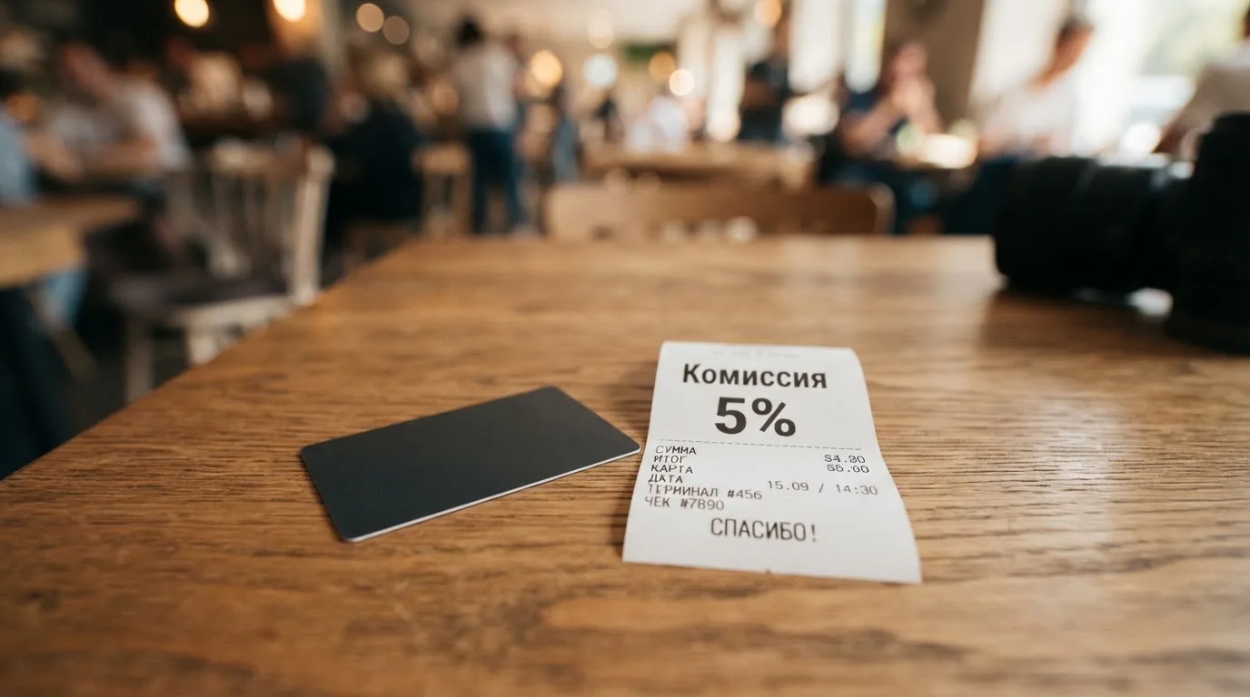 Чек и карта на столике в кафе